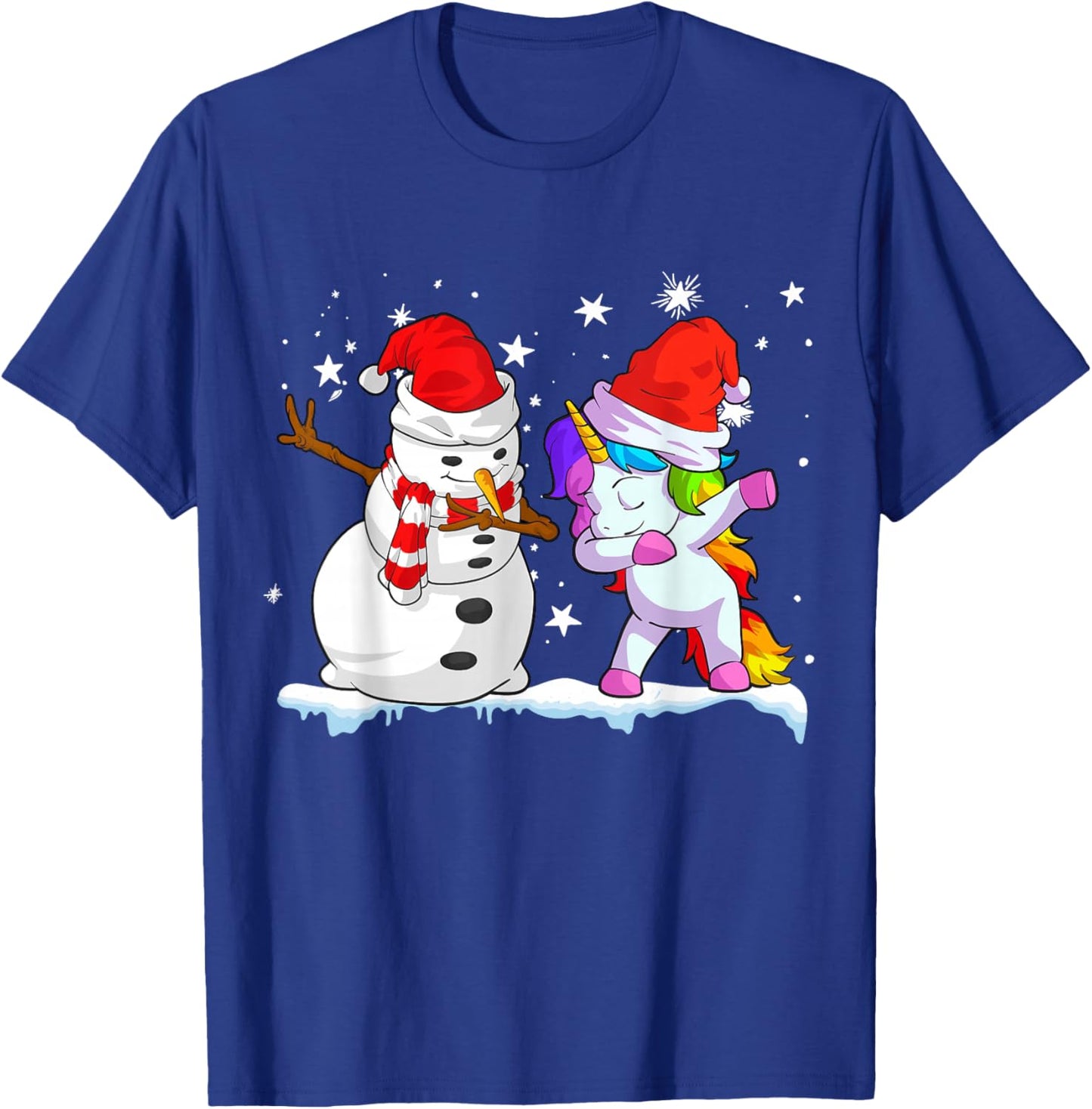 Unicorn Christmas Shirt Girls Women Santa Hat Snowman T-Shirt - T-Shirt | Royal