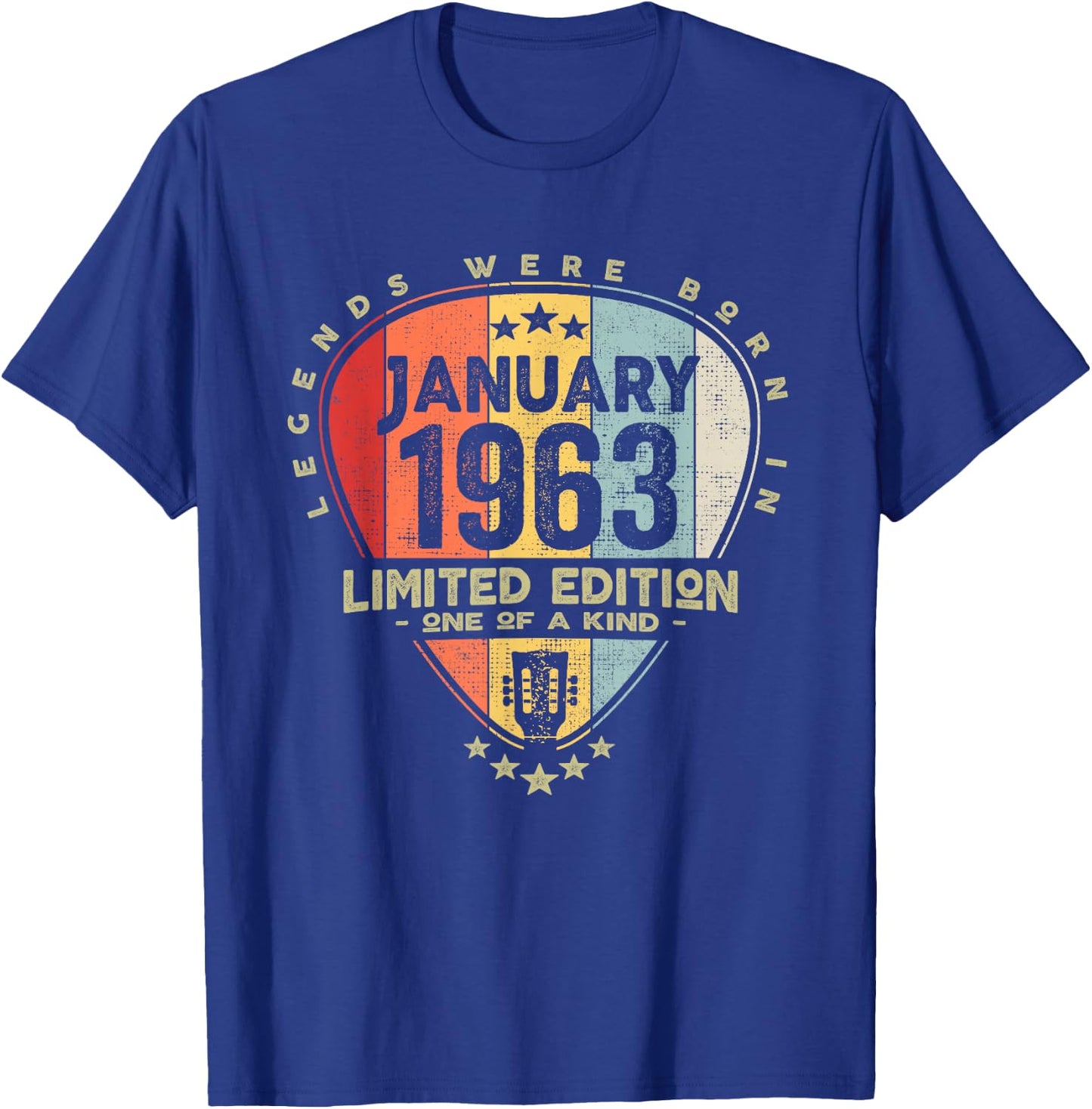 Guitar Pick - Legends Were Born In January 1963 Guitar T-Shirt - T-Shirt | Royal
