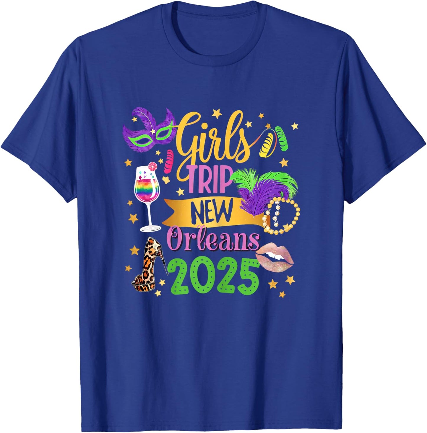 Girls Trip New Orleans 2025 Mardi Gras Mask Beads Family T-Shirt - T-Shirt | Royal