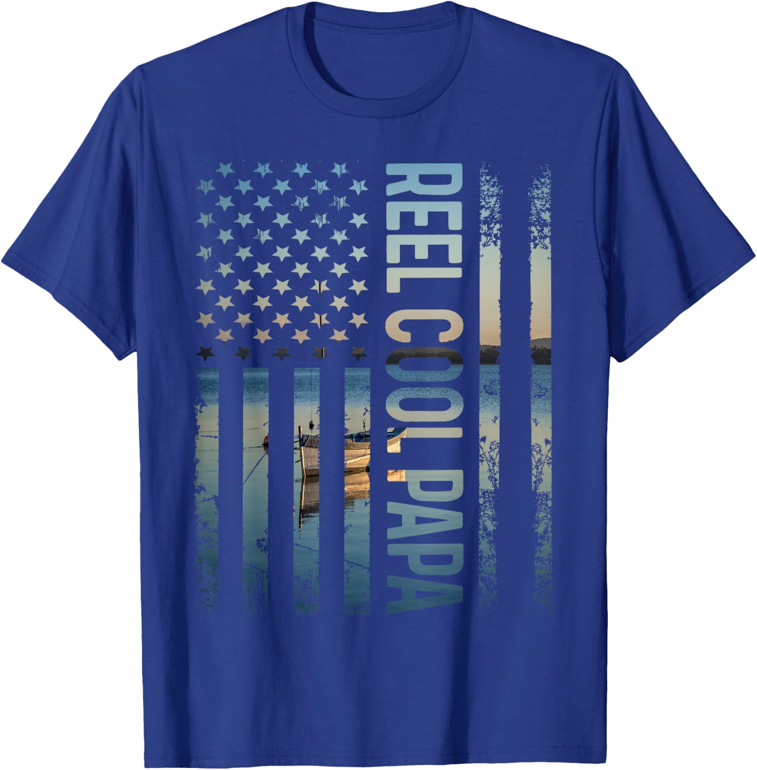 Retro Patriotic Reel Cool Dad For Best Papa Father's Day T-Shirt - T-Shirt | Royal