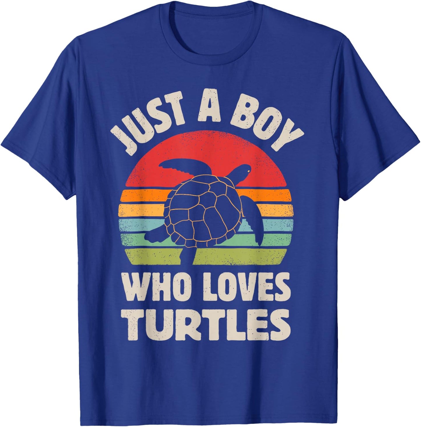 Turtle Just A Boy Who Loves Turtles Reptiles Retro Vintage T-Shirt - T-Shirt | Royal