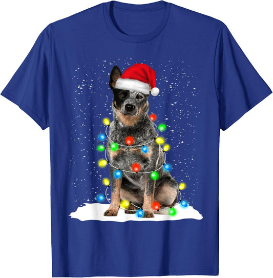 Blue Heeler Christmas Light Funny Gift Dog Lover Women T-Shirt - T-Shirt | Royal
