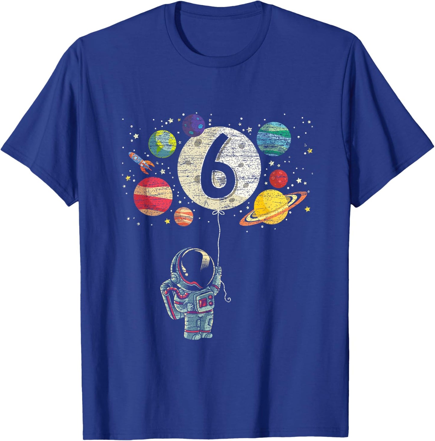 6 Years Old Birthday Boy Gifts Astronaut 6th Birthday T-Shirt - T-Shirt | Royal