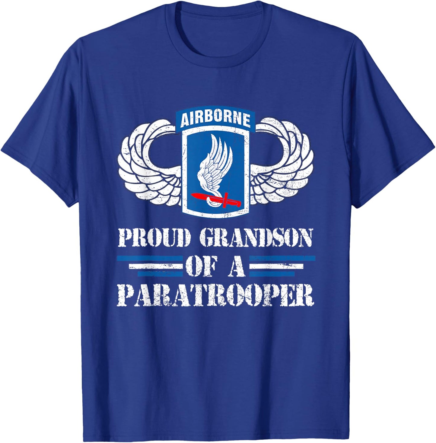 Proud Grandson Of 173rd Airborne Brigade Veteran Paratrooper T-Shirt - T-Shirt | Royal