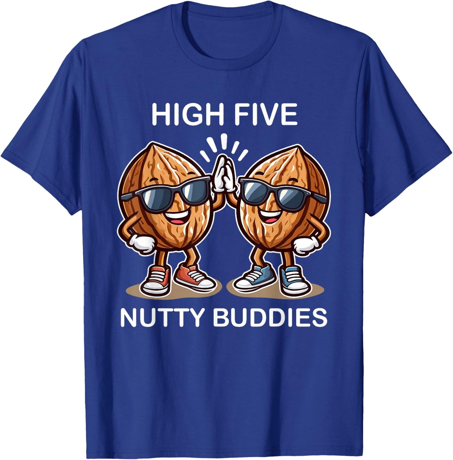 Walnut Friends High Five Nutty Buddies for Snack Lovers T-Shirt - T-Shirt | Royal