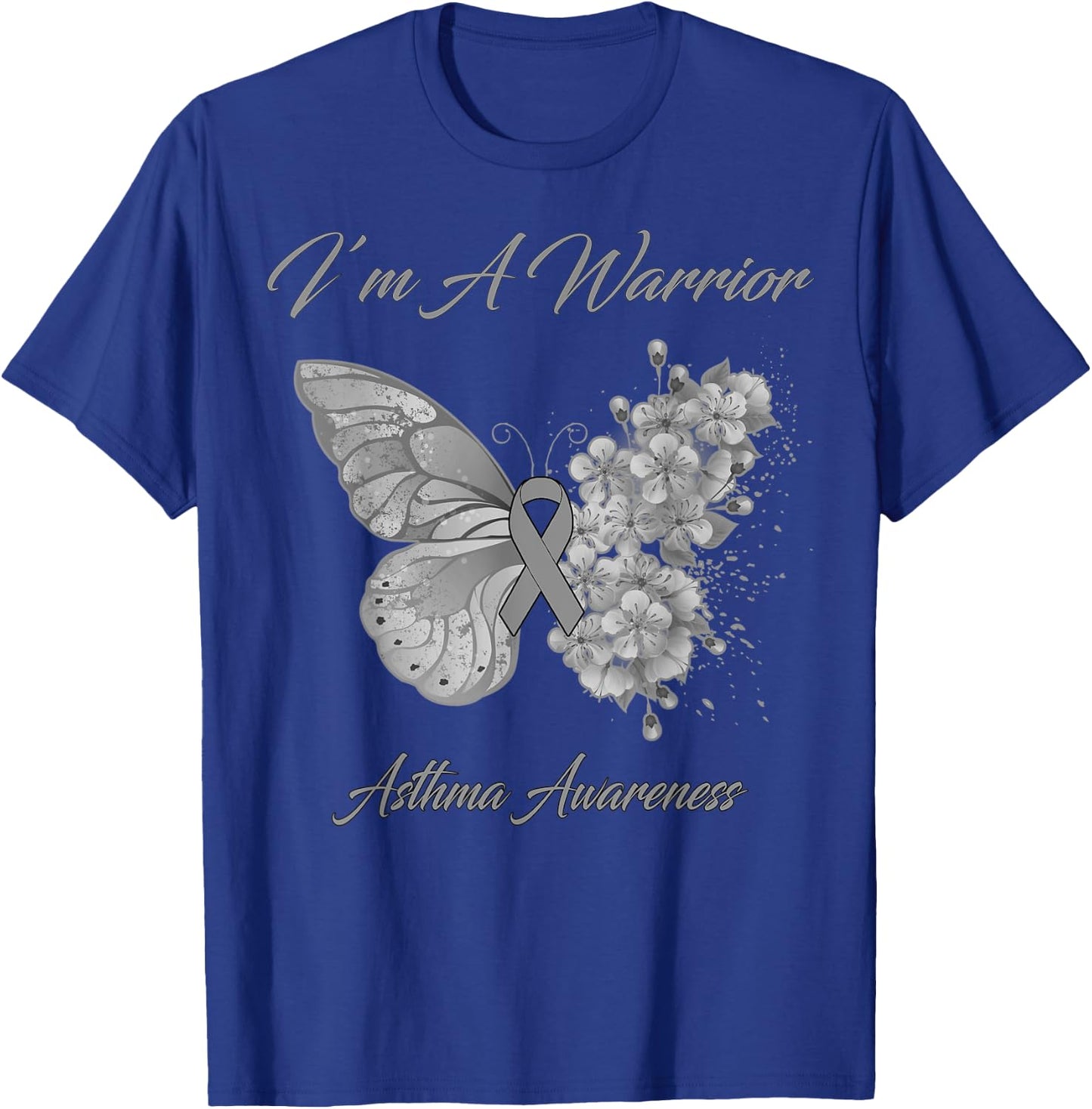 Butterfly I’m A Warrior Asthma Awareness T-Shirt - T-Shirt | Royal