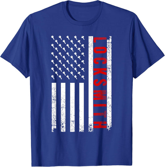Cool Locksmith Art Women American Flag Lock Picker T-Shirt - T-Shirt | Royal