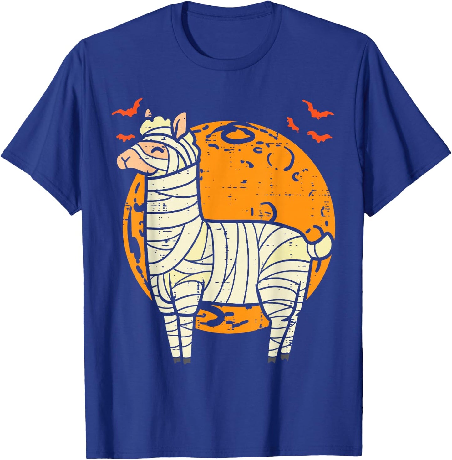 Mummy Llama Moon Cute Halloween Alpaca Animal Men Women Kids T-Shirt - T-Shirt | Royal