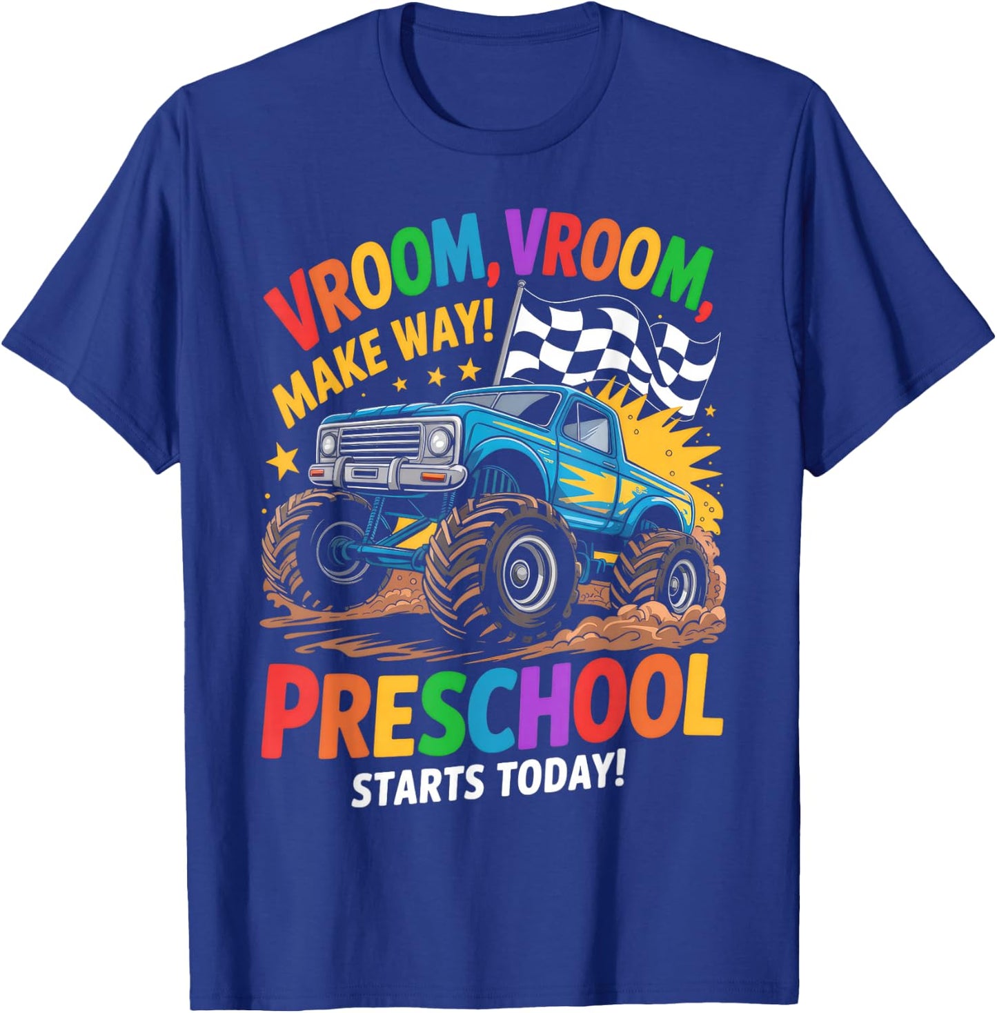 Back to School Preschool Pre-K Monster Truck First Day Boys T-Shirt - T-Shirt | Royal