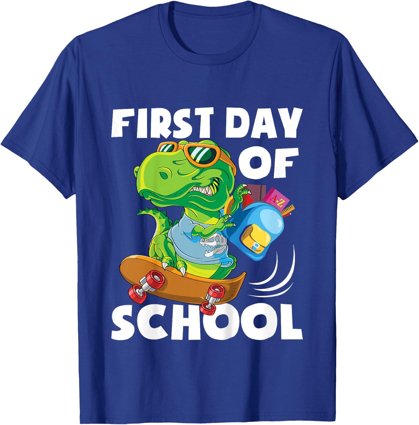 First Day Of School - Student Dino Kindergarten T-Shirt - T-Shirt | Royal