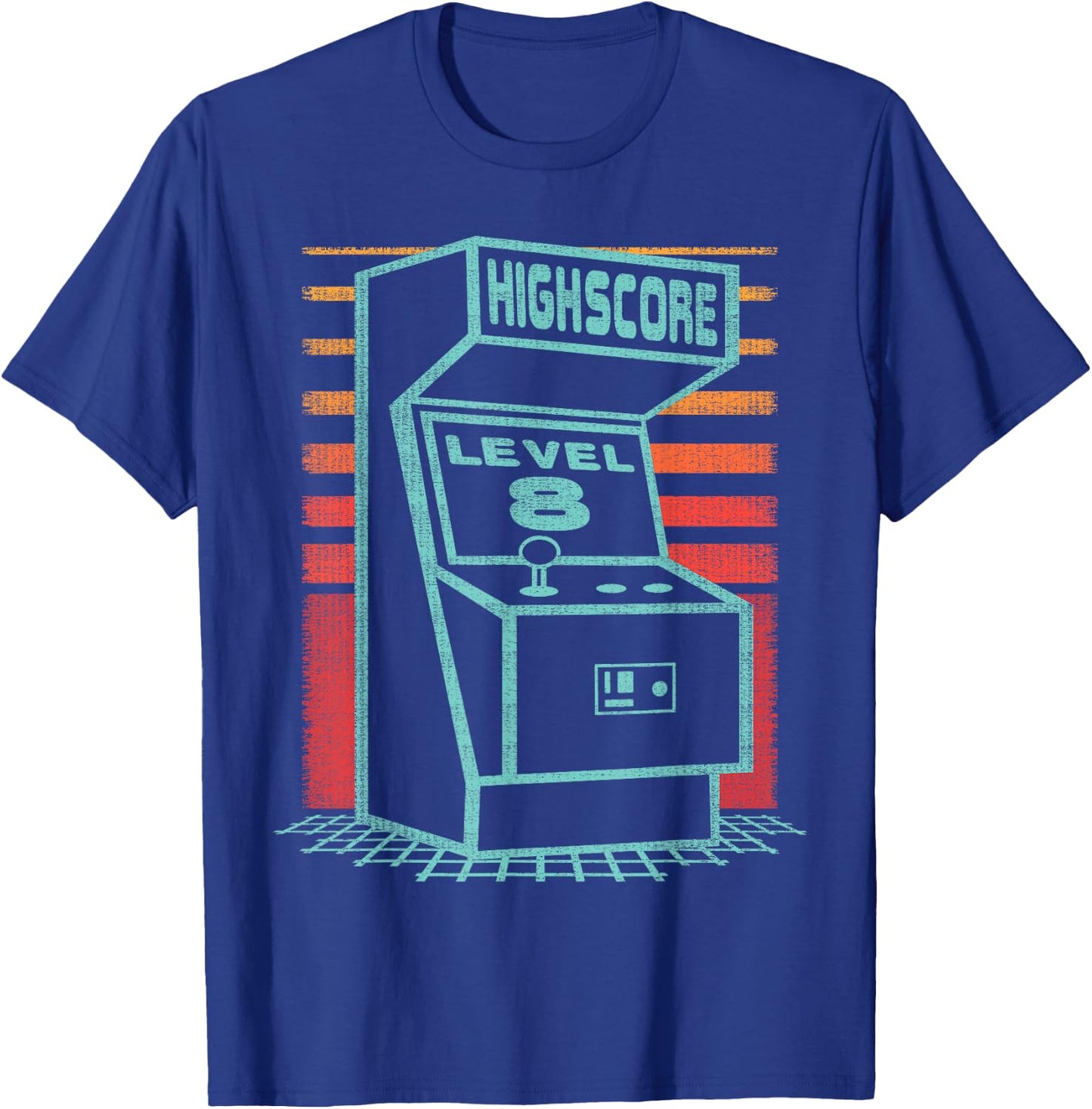 8th Birthday 8 Year Old Retro Gamer Level Up Unlocked T-Shirt - T-Shirt | Royal