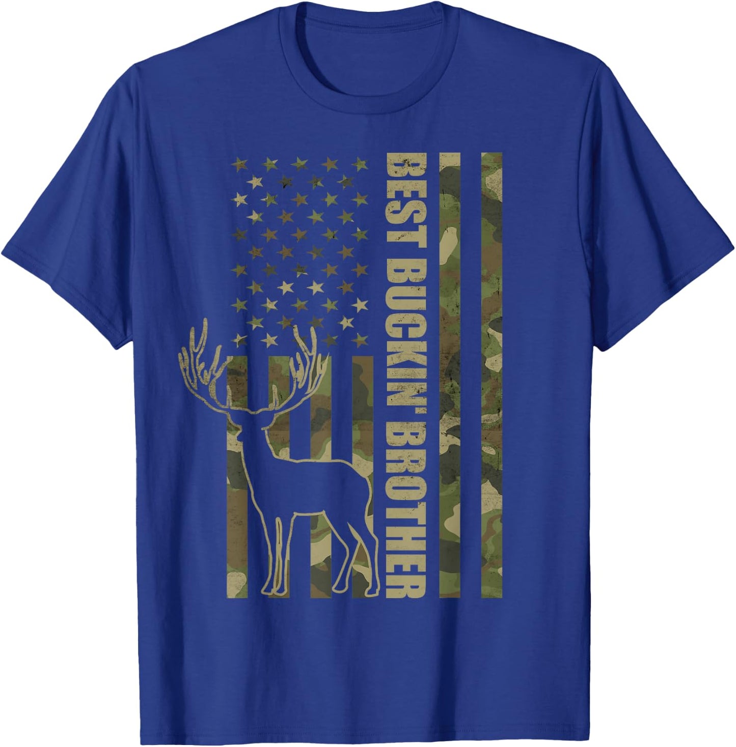 Best Buckin' Brother Camo American Flag T-Shirt - T-Shirt | Royal