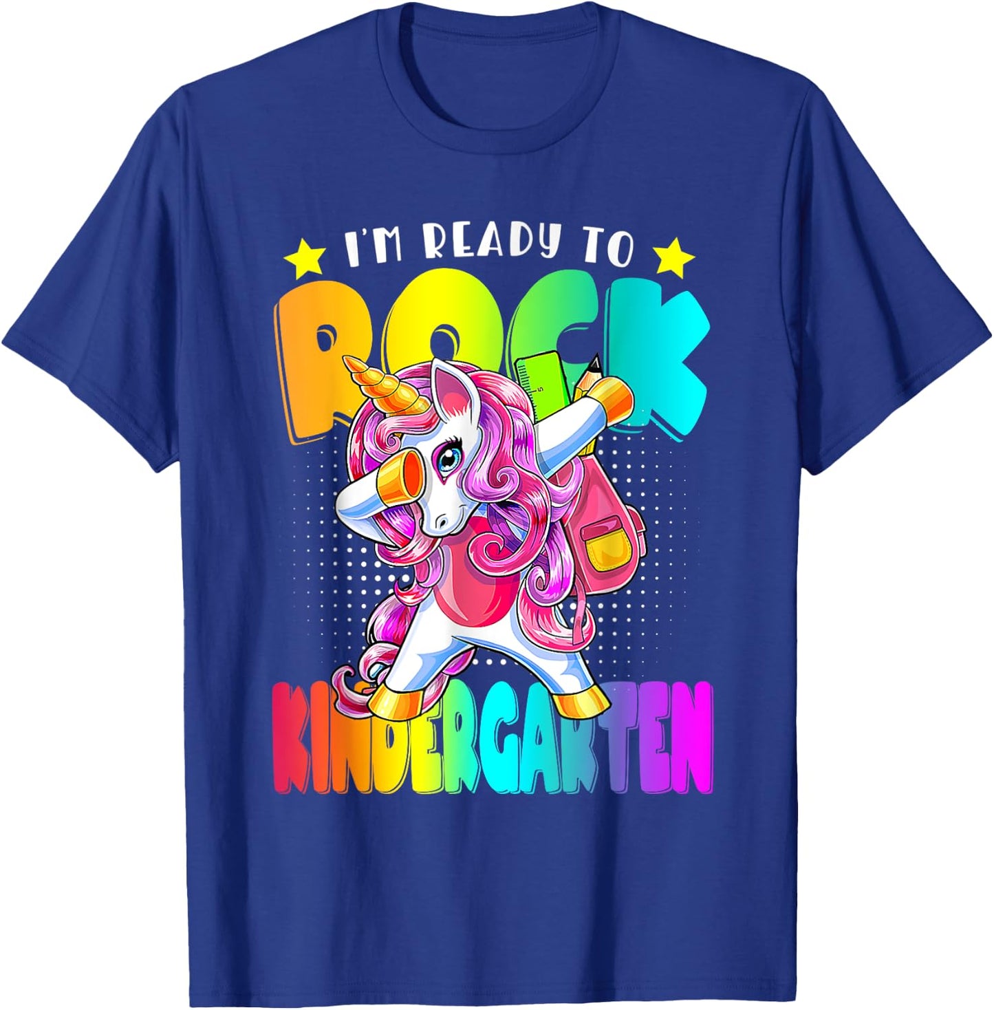 I'm Ready To Rock Kindergarten Unicorn Back To School T-Shirt - T-Shirt | Royal