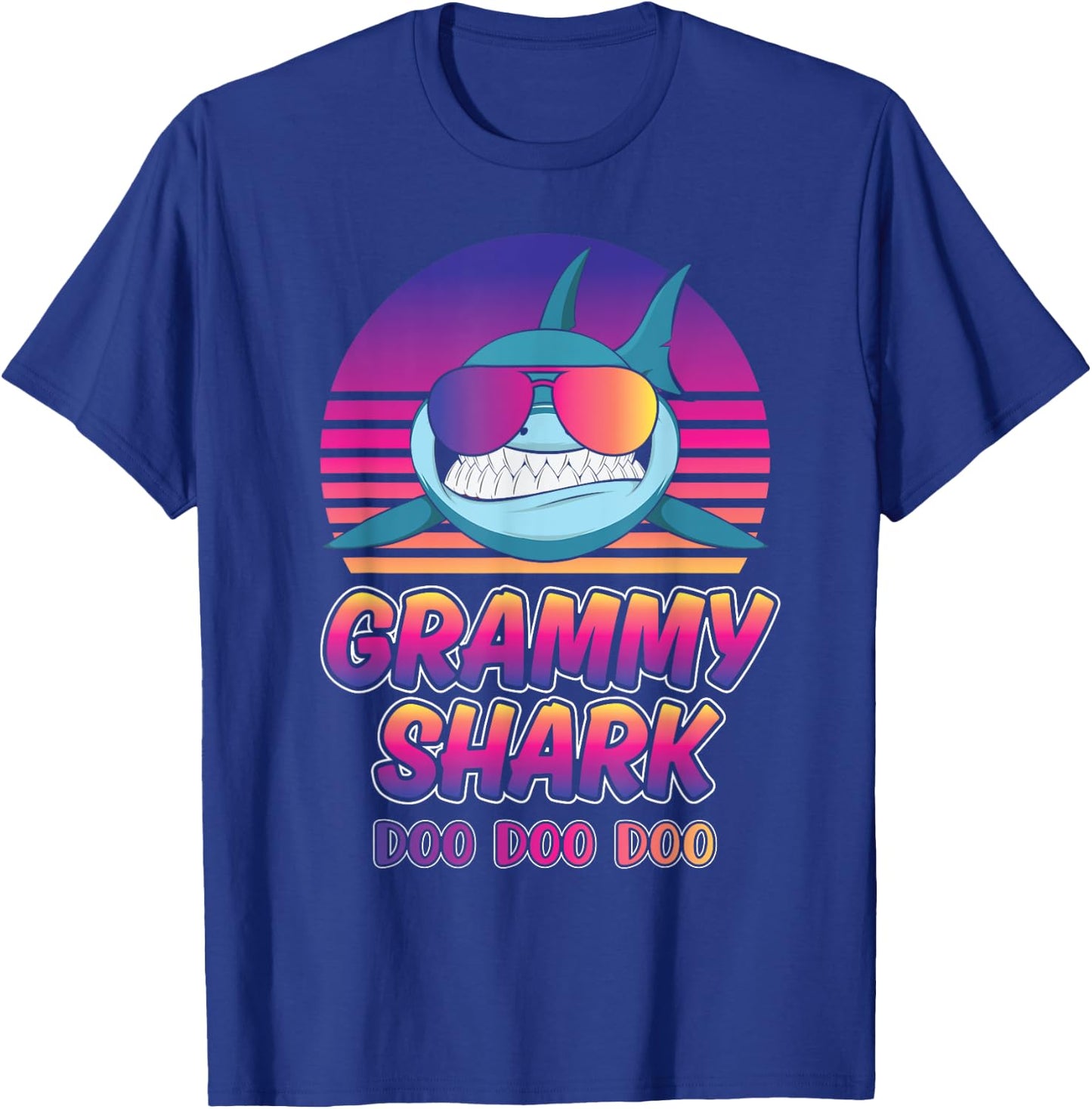 Grammy Shark Vintage Retro Sunset Graphic 2022 T-Shirt - T-Shirt | Royal
