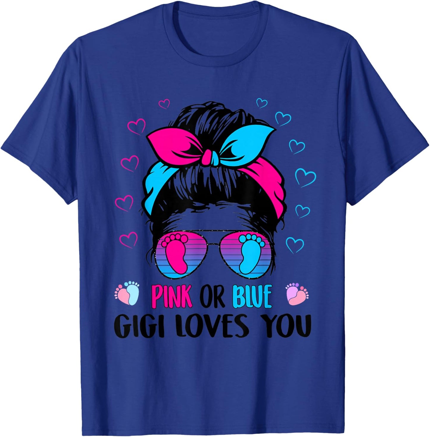 Pink or Blue Gigi Loves You Gender Reveal T-Shirt - T-Shirt | Royal