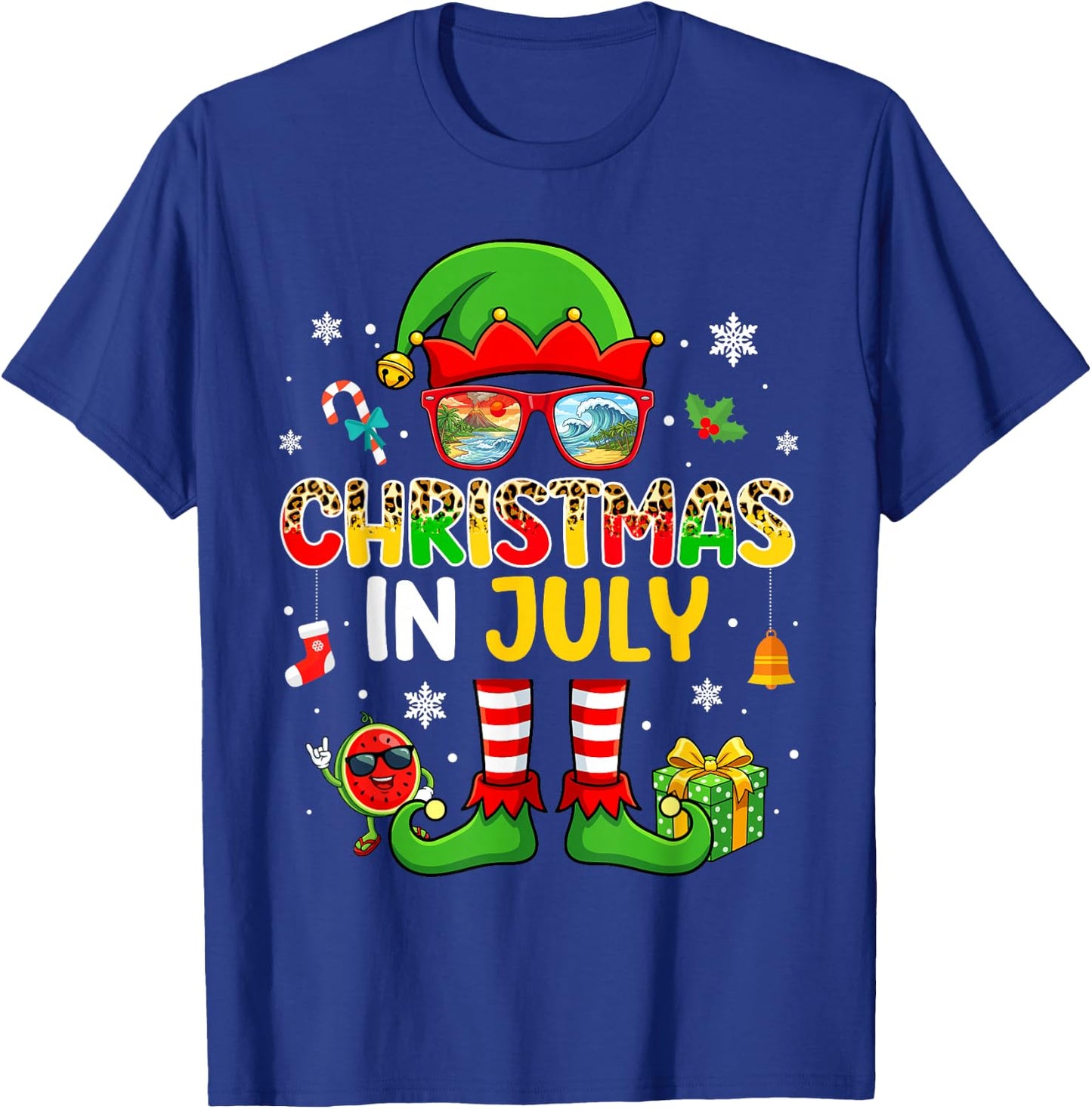 Funny Elf Costume Summer Christmas in July Men Women Kids T-Shirt - T-Shirt | Royal