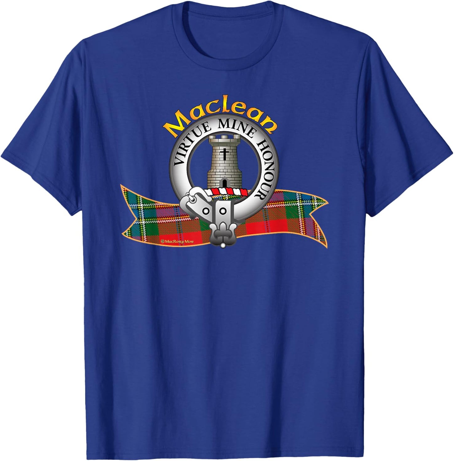 Maclean Clan Tartan Crest Motto T-Shirt - T-Shirt | Royal