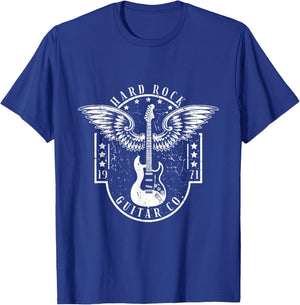Hard Rock Guitar Co. Guitarist Rock and Roll Rocker Musician T-Shirt - T-Shirt | Royal
