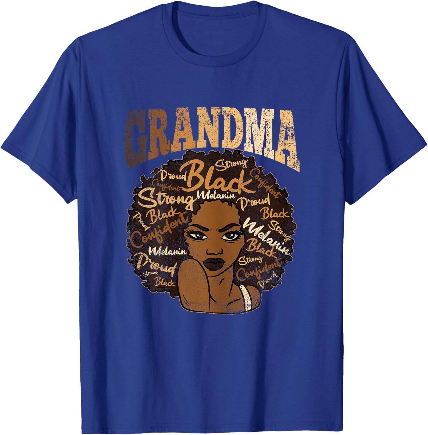 Grandma Afro Woman Black History BLM Melanin Grandmother T-Shirt - T-Shirt | Royal