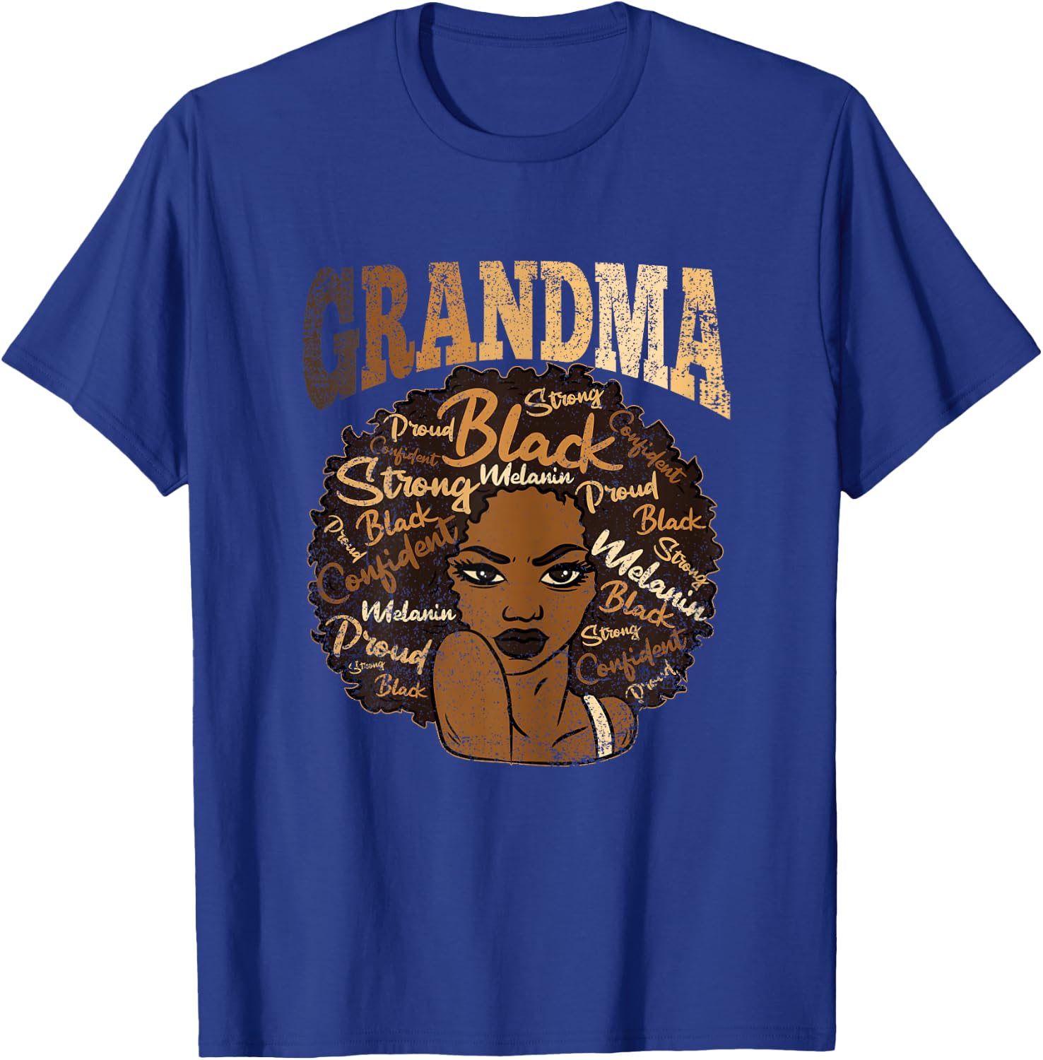 Grandma Afro Woman Black History BLM Melanin Grandmother T-Shirt - T-Shirt | Royal