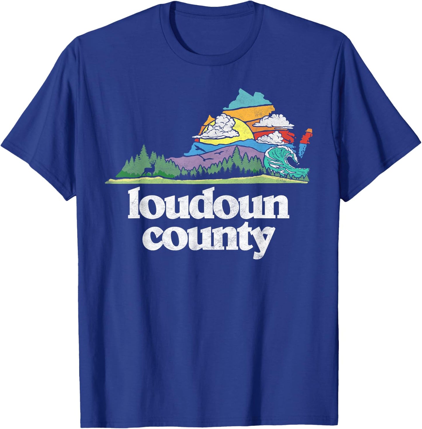 Loudoun County Virginia Outdoors & Nature Lover Retro T-Shirt - T-Shirt | Royal