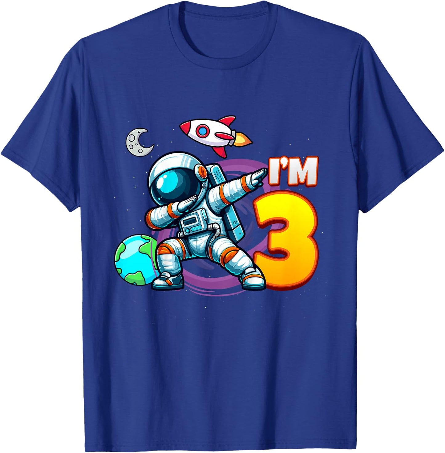 I'm 3 For 3 Year Old Boy Space Astronaut 3rd Birthday T-Shirt - T-Shirt | Royal