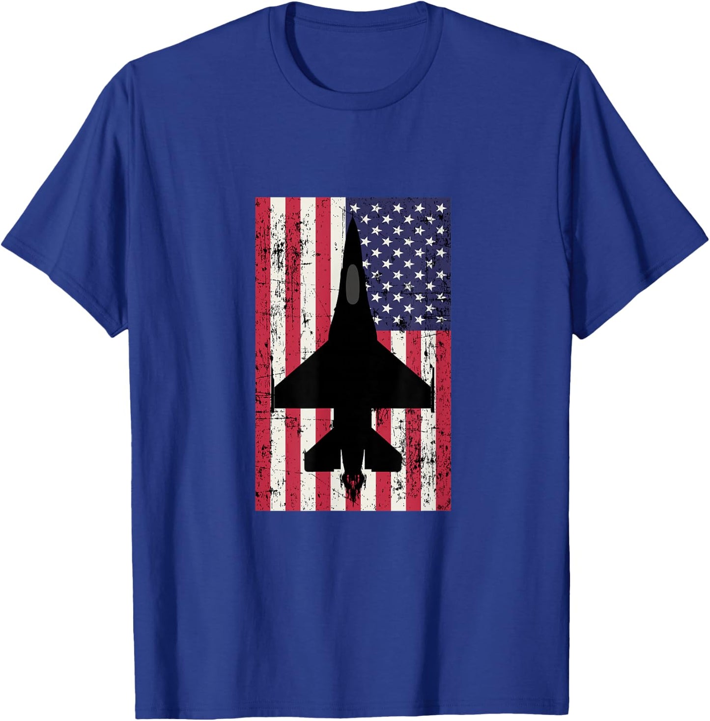 Patriotic F-16 Fighter Jet American Flag T-Shirt - T-Shirt | Royal