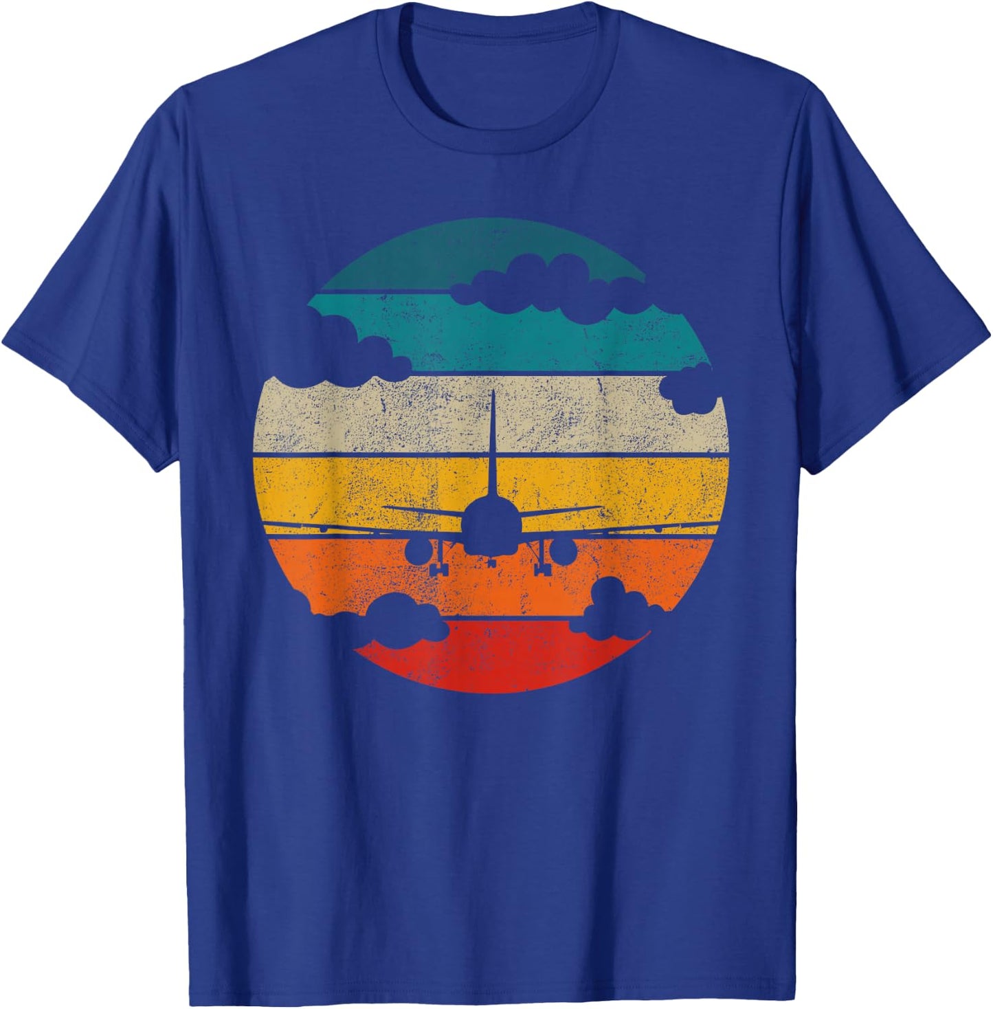 Airplane Retro Vintage Plane Aviator Aircraft Pilot Airplane T-Shirt - T-Shirt | Royal