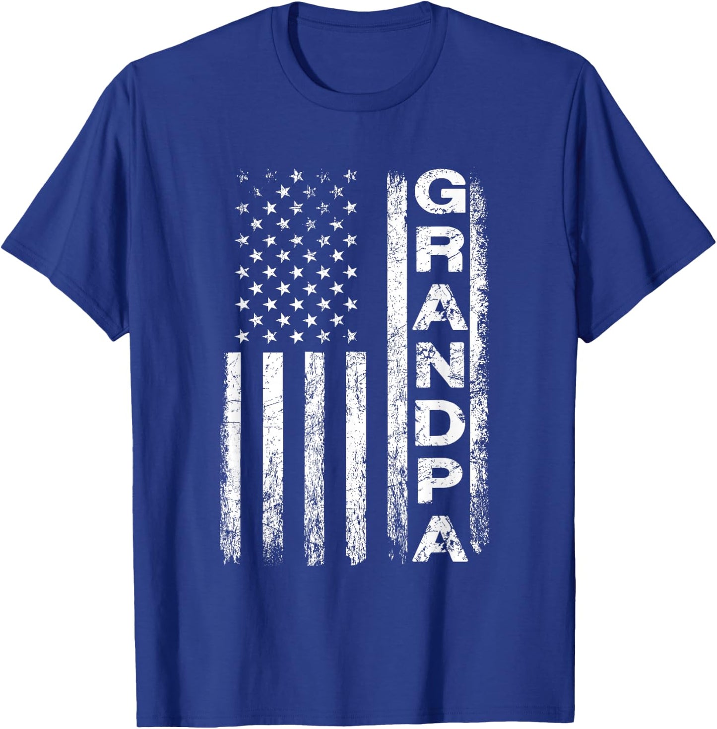 Grandpa Vintage American Flag Father's Day 4th of July Papa T-Shirt - T-Shirt | Royal