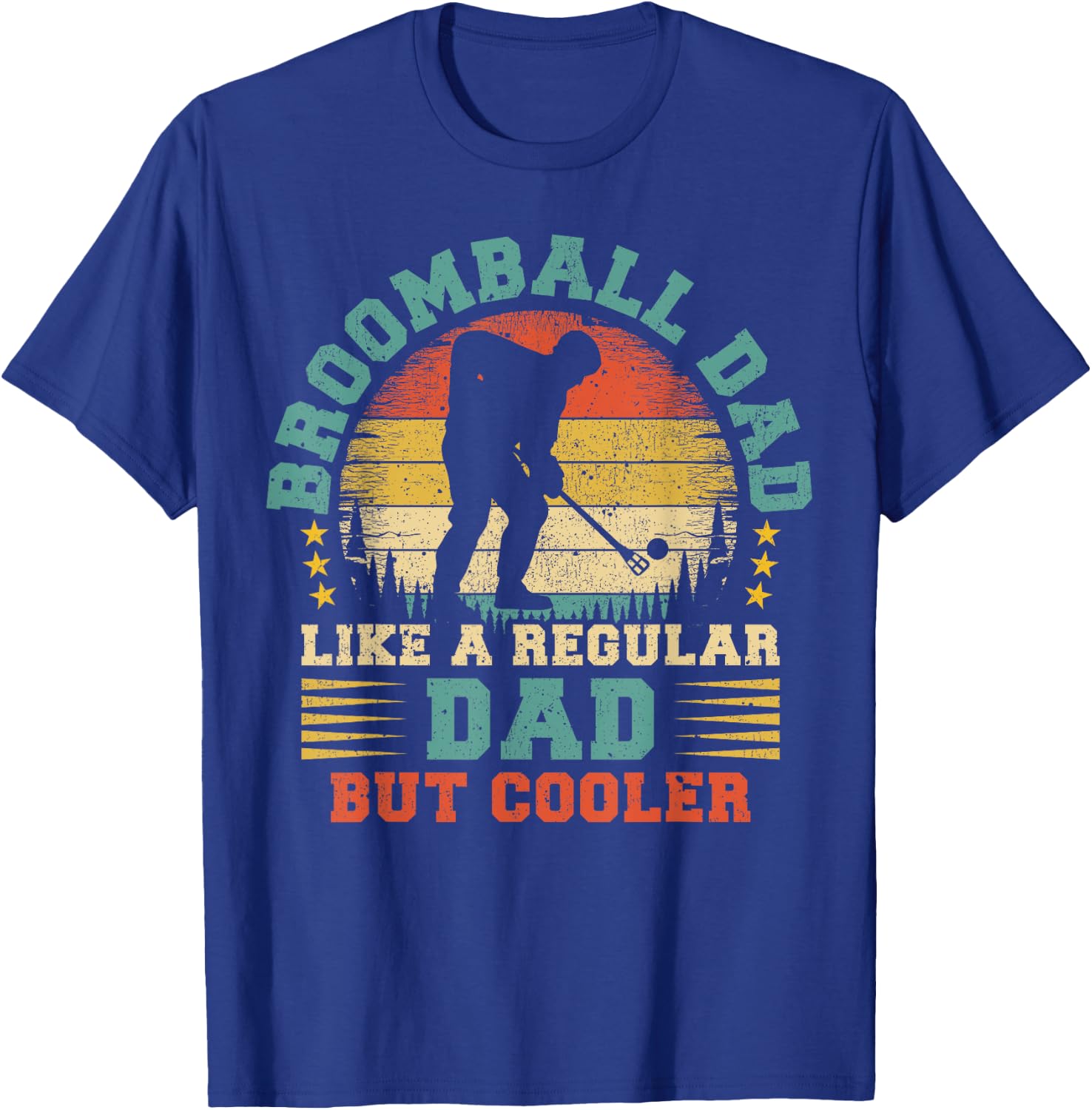 Broomball Sports Lover Vintage Broomball Dad Father's Day T-Shirt - T-Shirt | Royal