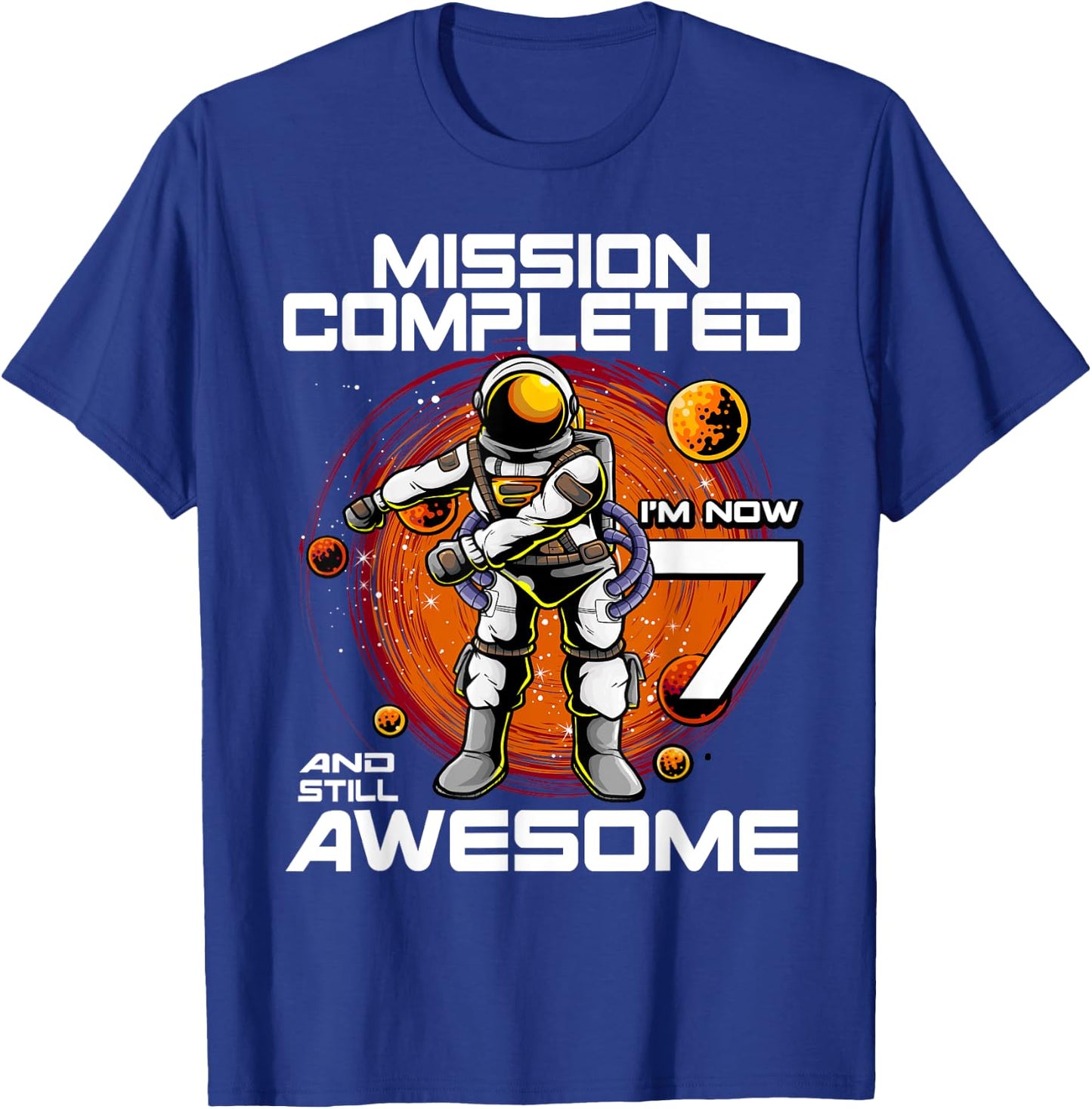 7th Birthday Astronaut 7 Years Old Outer Space Birthday T-Shirt - T-Shirt | Royal