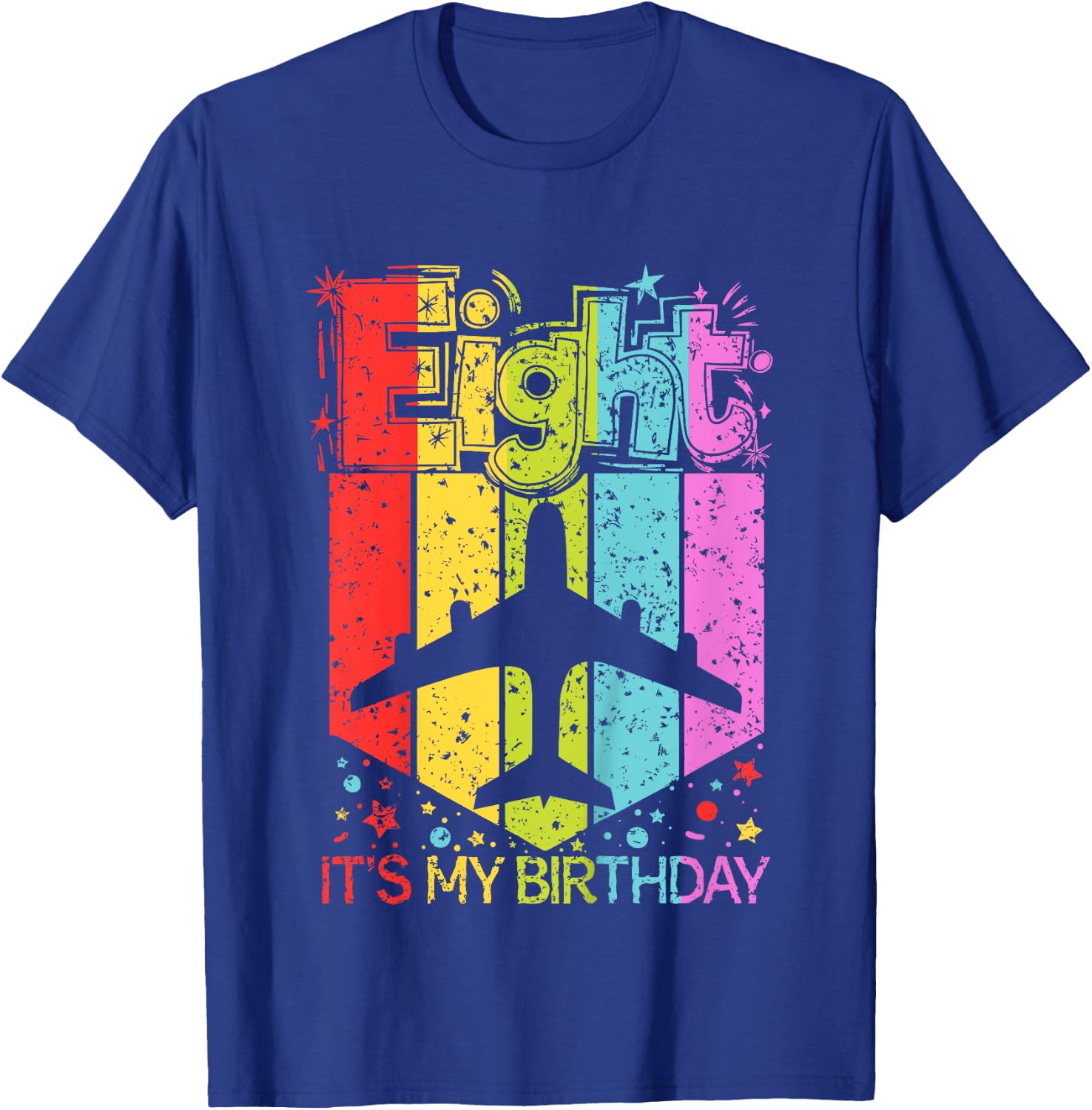 Kids 8th Birthday Boy Girl 8 Year Old Airplane Birthday Pilot T-Shirt - T-Shirt | Royal