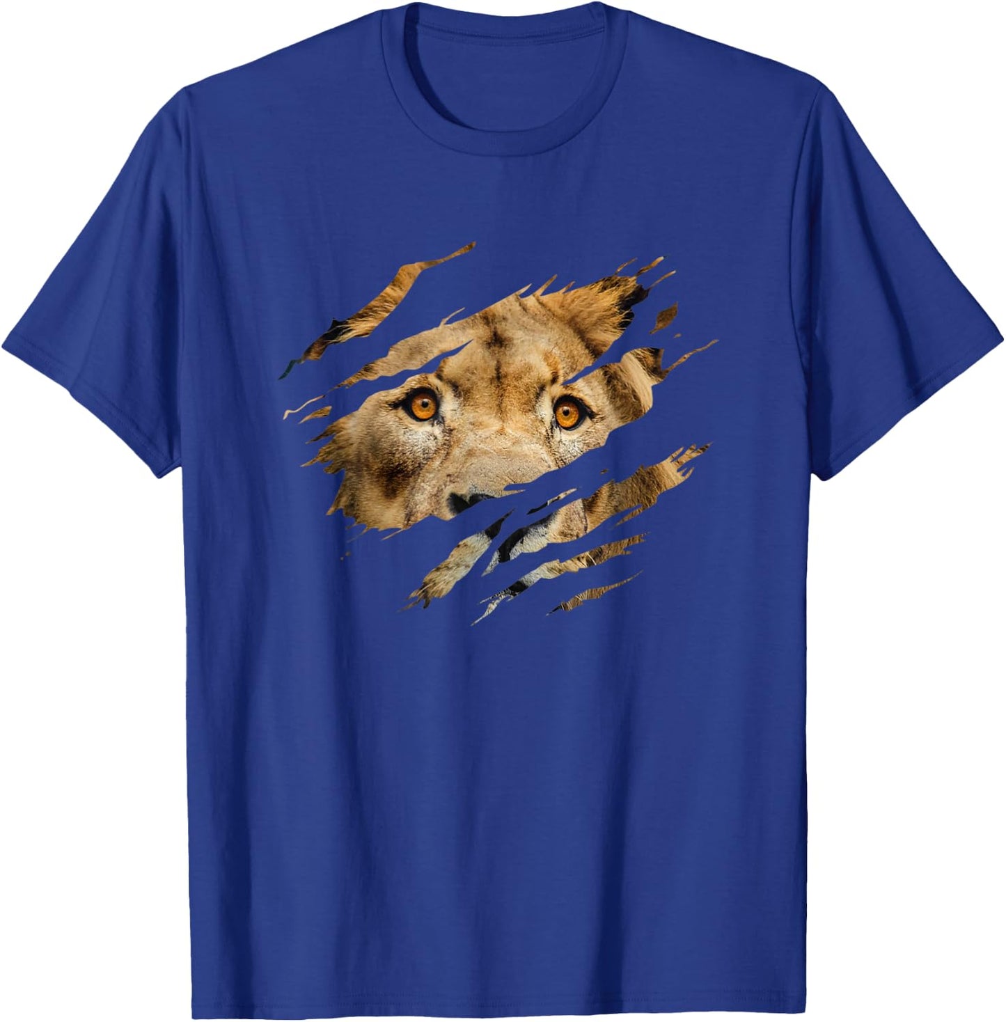 Lion Outfit - Torn Design Picture Of A Lion's Face T-Shirt - T-Shirt | Royal