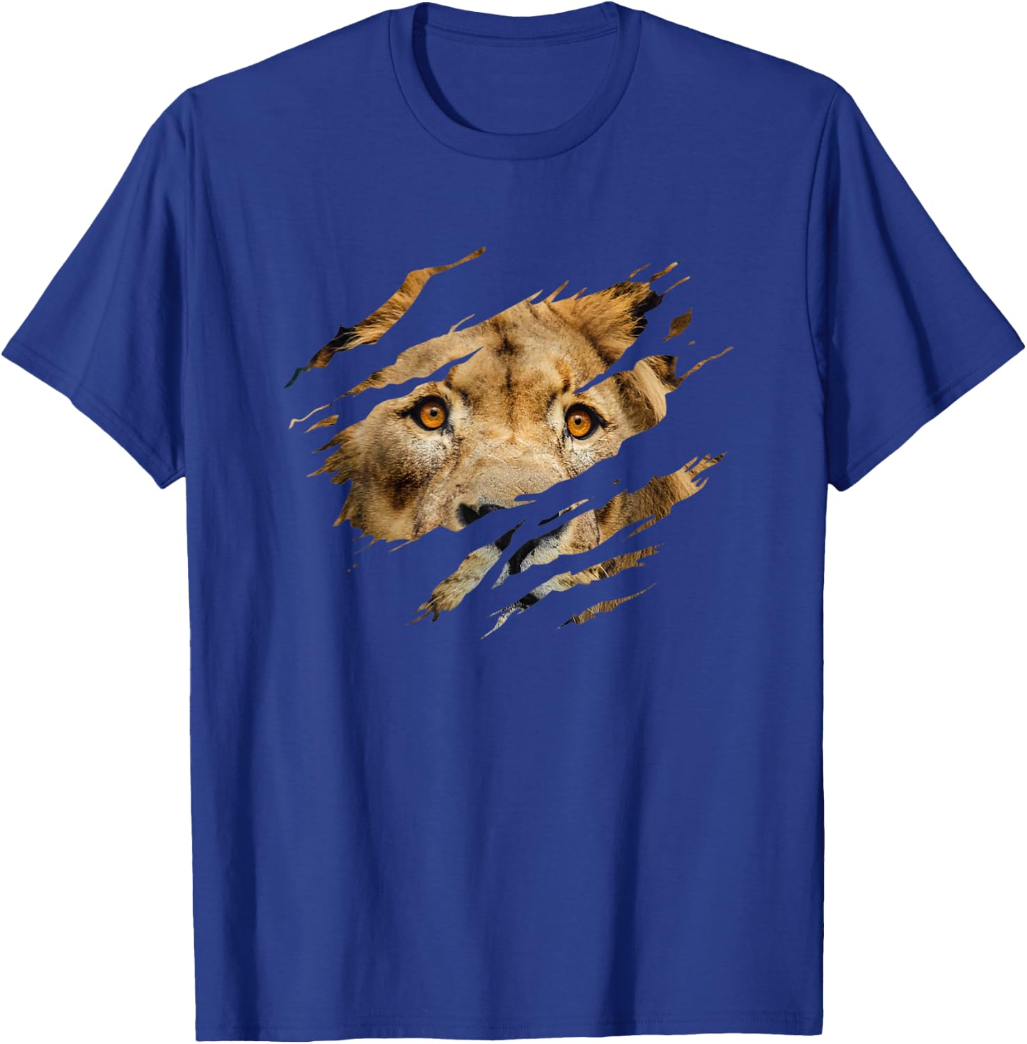 Lion Outfit - Torn Design Picture Of A Lion's Face T-Shirt - T-Shirt | Royal
