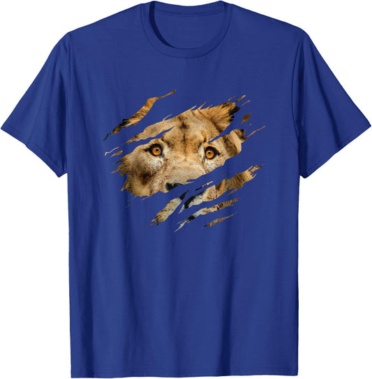 Lion Outfit - Torn Design Picture Of A Lion's Face T-Shirt - T-Shirt | Royal