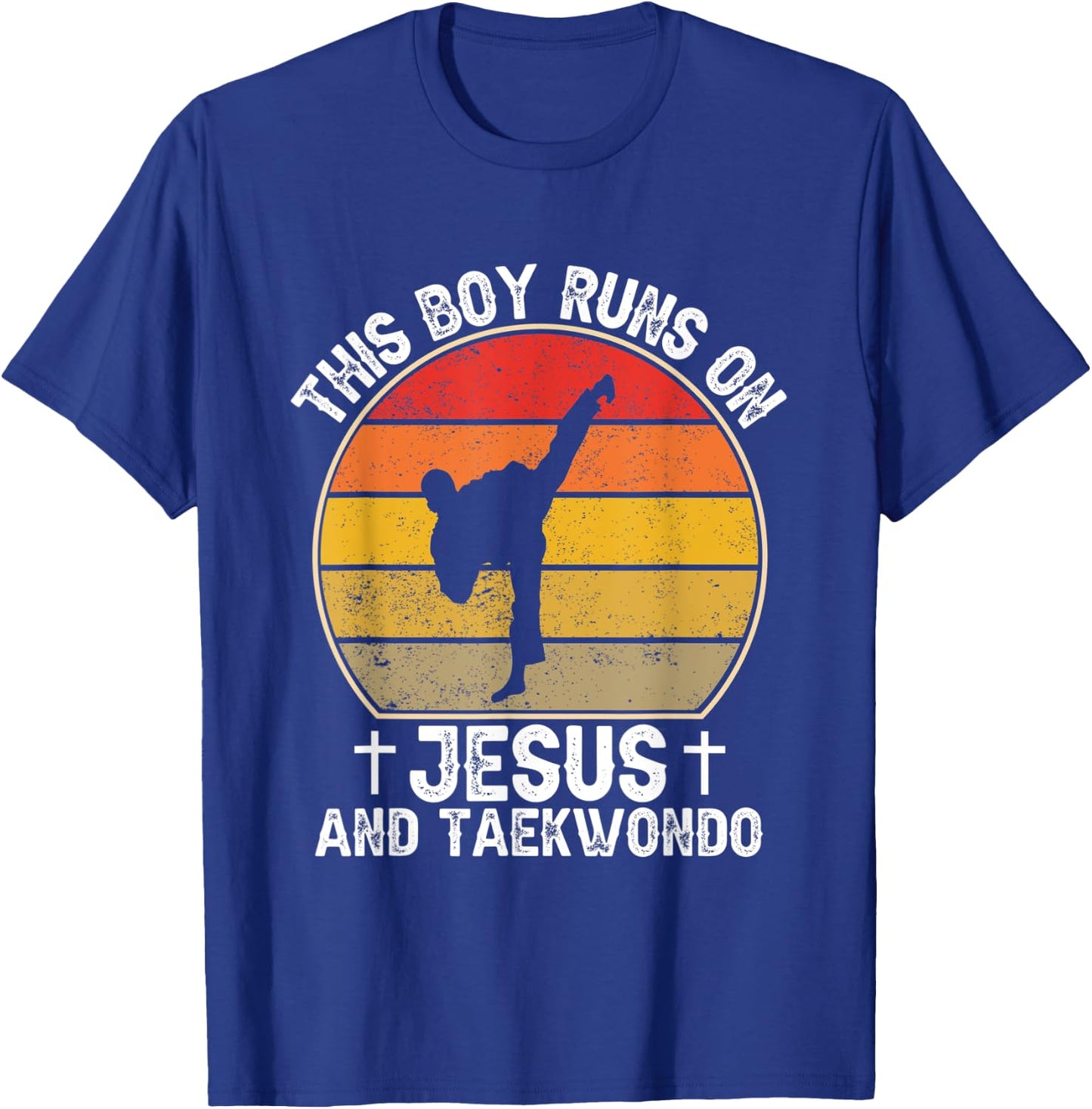 This Boy Runs On Jesus And Taekwondo - Christian Taekwondo T-Shirt - T-Shirt | Royal