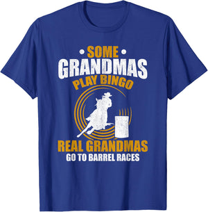 Rodeo Barrel Racer Grandmother Horse Grandma Barrel Racing T-Shirt - T-Shirt | Royal