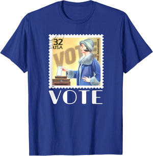 Retro 19th Amendment Stamp Women's Rights VOTE T-Shirt - T-Shirt | Royal
