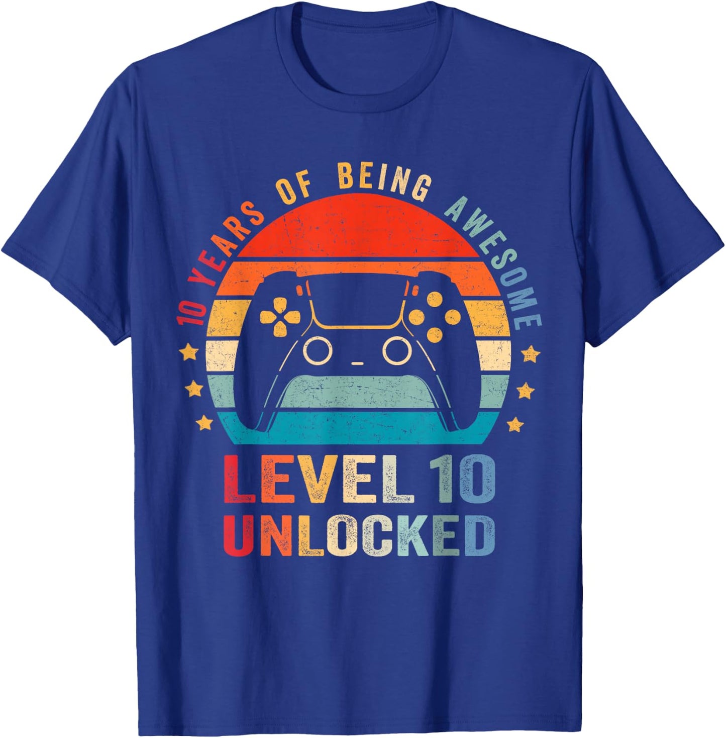Level 10 Unlocked Shirt Funny Video Gamer 10th Birthday Gift T-Shirt - T-Shirt | Royal