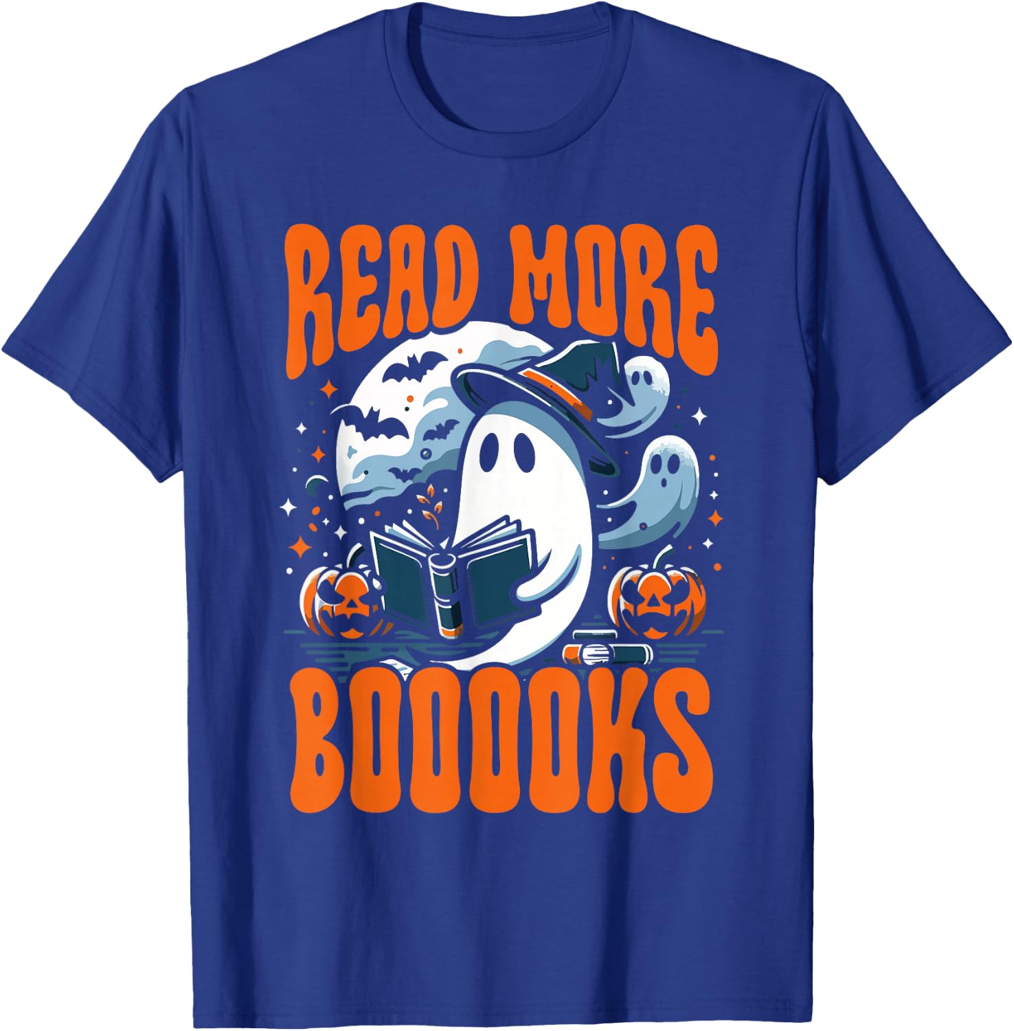 Halloween Book Lover Ghost Boo Pun Read More Boooks T-Shirt - T-Shirt | Royal