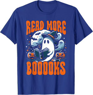 Halloween Book Lover Ghost Boo Pun Read More Boooks T-Shirt - T-Shirt | Royal