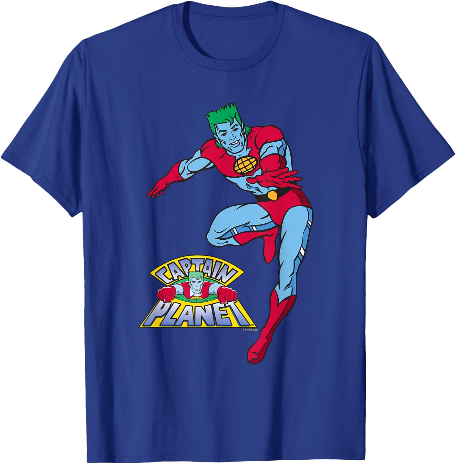Captain Planet Captain and Logo T-Shirt - T-Shirt | Royal