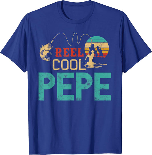 Reel Cool Pepe vintage funny fishing rod Gift Pepe T-Shirt - T-Shirt | Royal