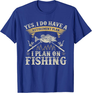 Funny Bass Fishing Retirement Graphic Women Men Fishermen T-Shirt - T-Shirt | Royal