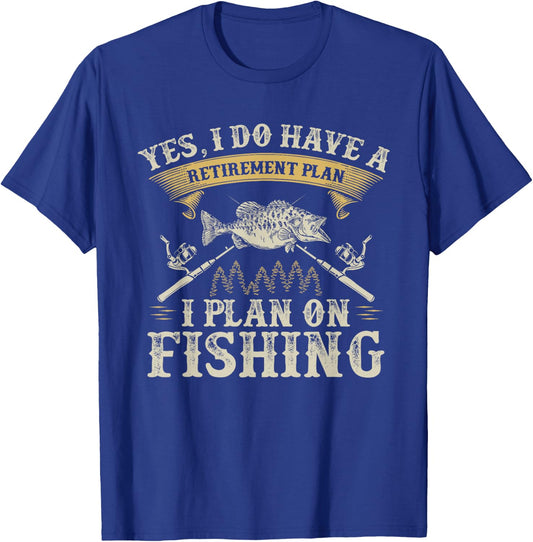 Funny Bass Fishing Retirement Graphic Women Men Fishermen T-Shirt - T-Shirt | Royal
