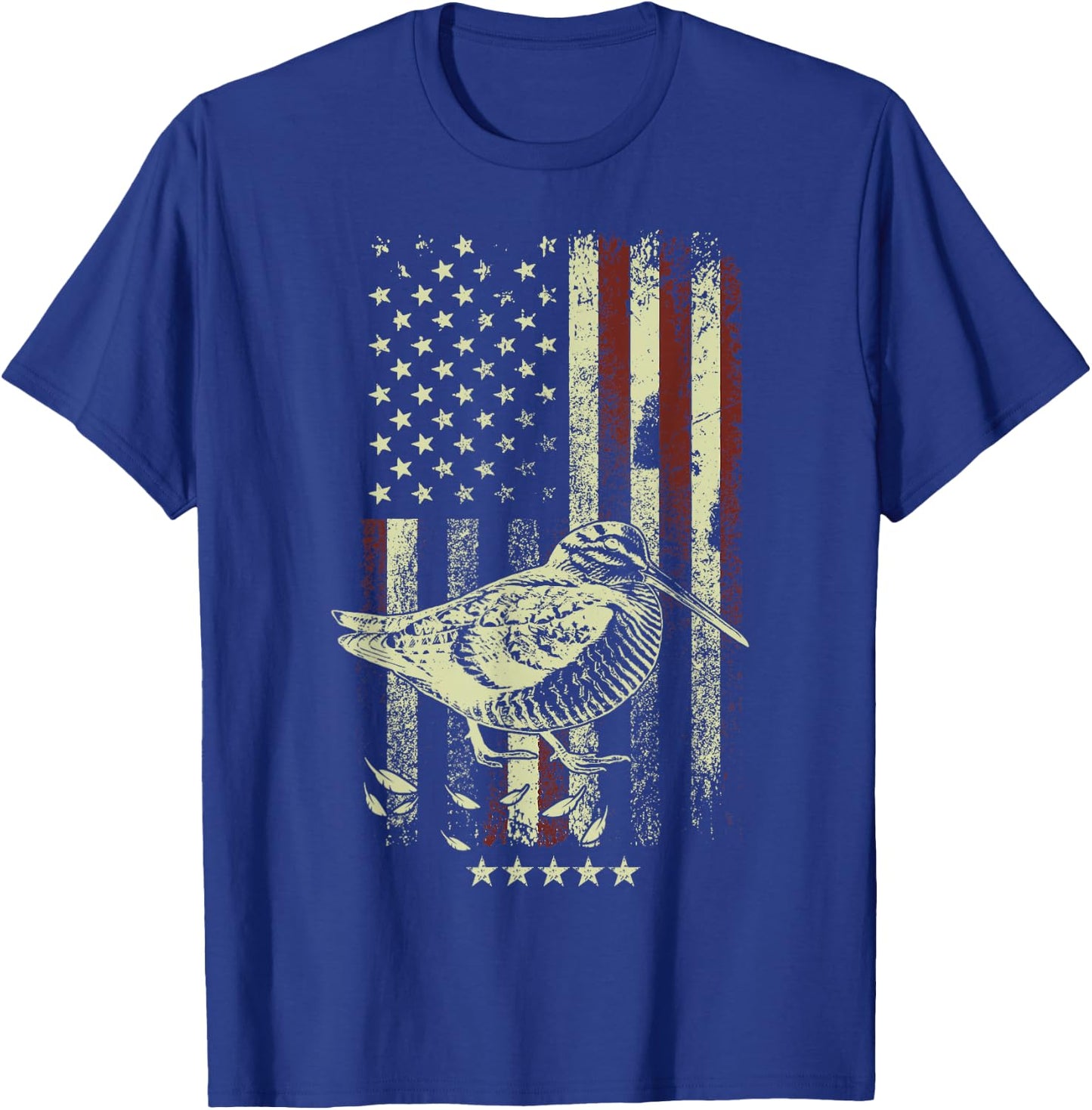 USA American Flag Hunters - Hunting Woodcock Bird T-Shirt - T-Shirt | Royal
