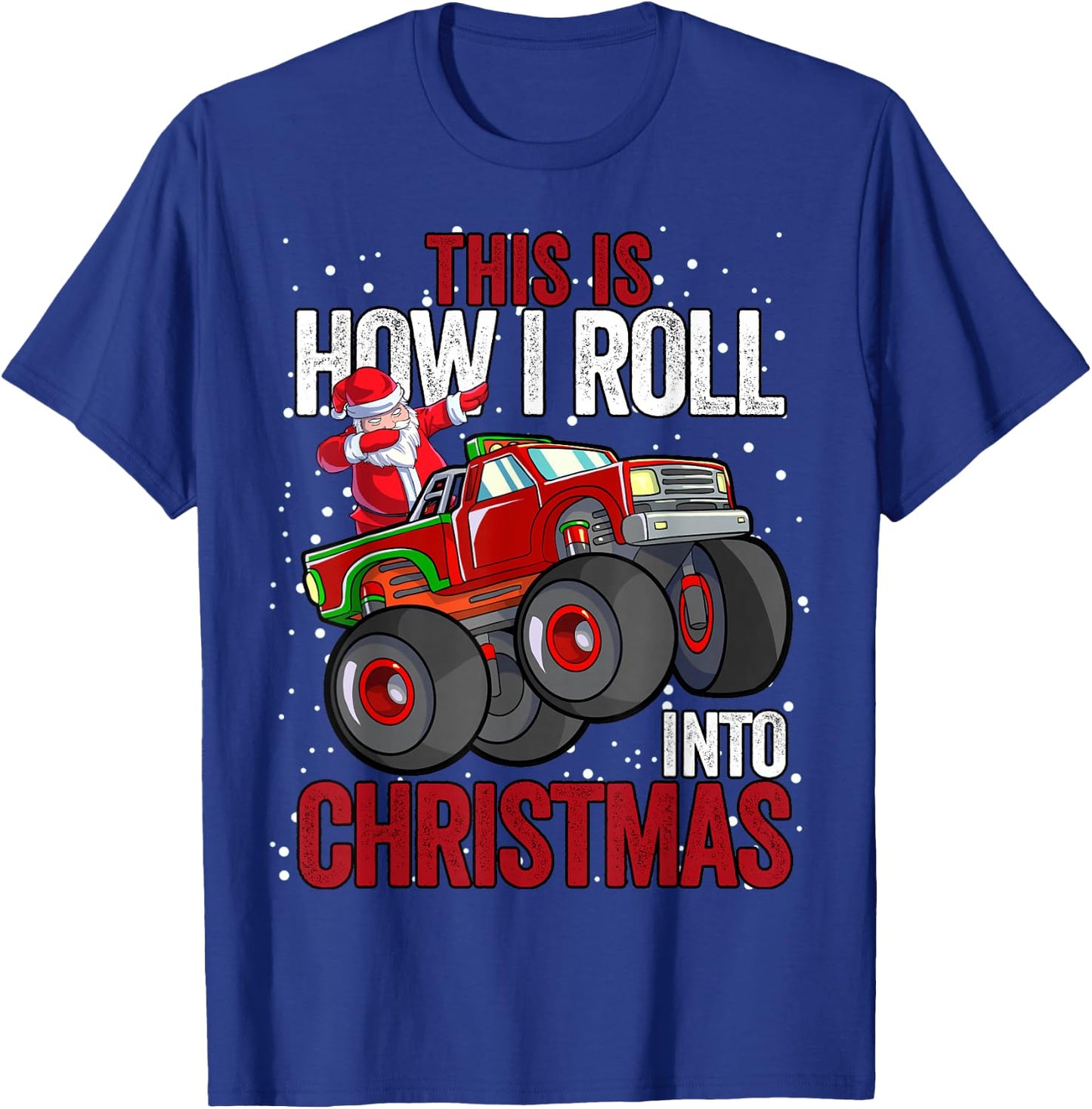 Dabbing Santa Claus Monster Truck Boys Christmas Xmas Truck T-Shirt - T-Shirt | Royal