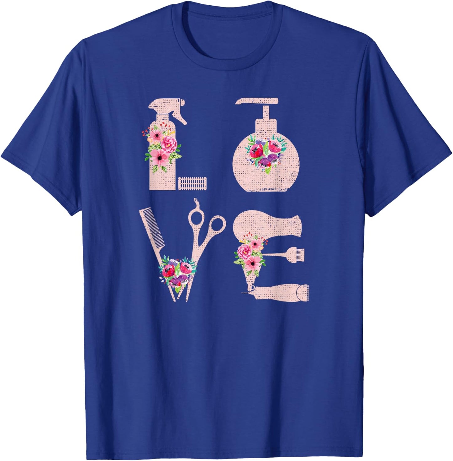 Hairdressing Love Super Cute Cosmetology Floral Arts Barber T-Shirt - T-Shirt | Royal