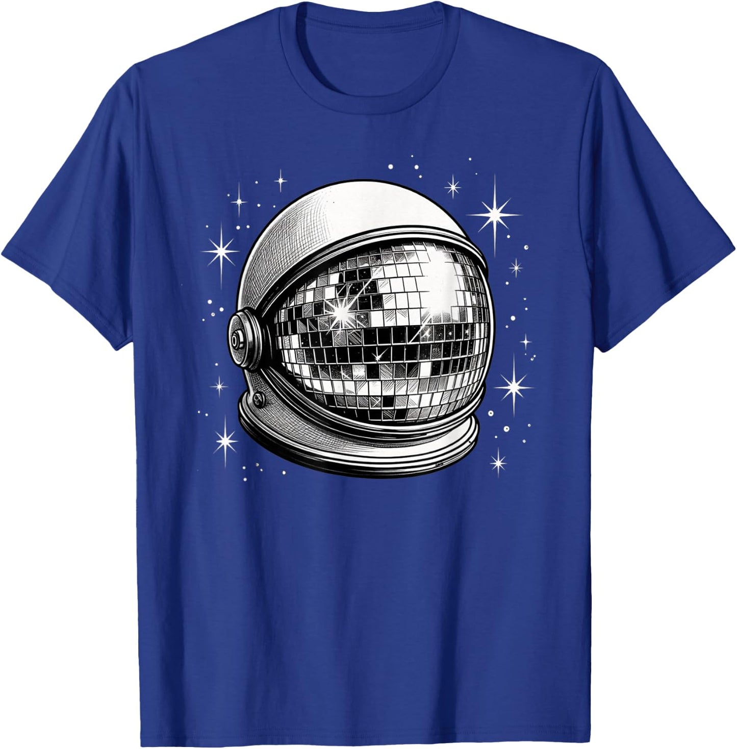 Outer Space Astronaut Helmet Disco Ball T-Shirt - T-Shirt | Royal