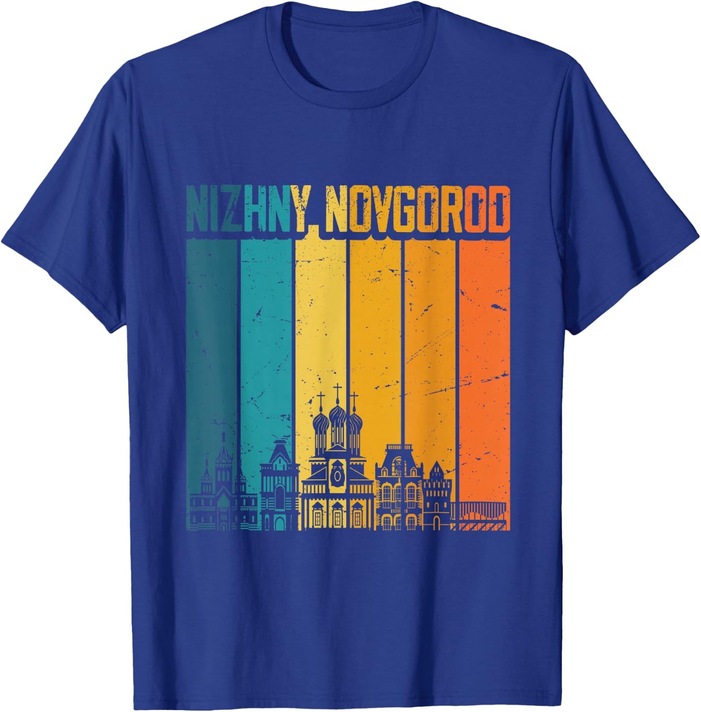 Nizhny Novgorod Russia Retro Vintage Sunset Skyline T-Shirt - T-Shirt | Royal